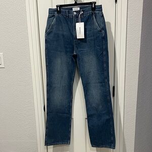 Frame Denim Classic Indigo High Rise Straight Fit Trouser “Le Jane” Jeans